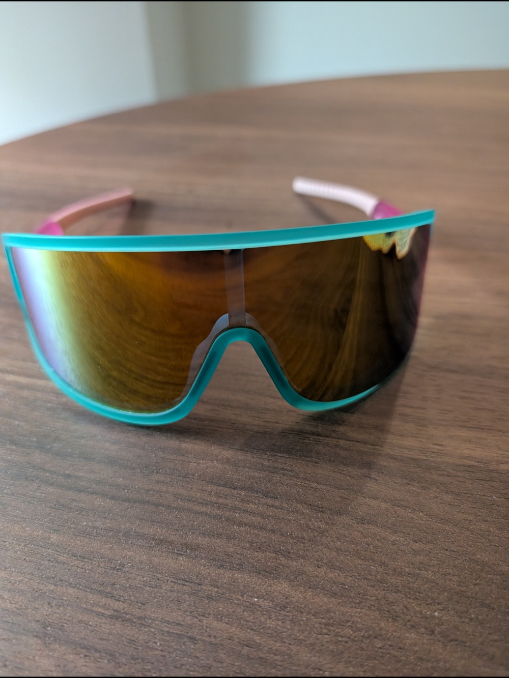 Goodr Wrap G "Scream If You Hate Gravity" Teal Pink Shield Sunglasses & Pouch